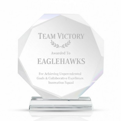 Round Faceted Crystal Pedestal Award